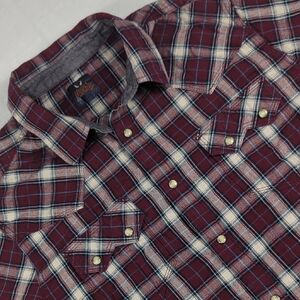 Moonshine Spirit Red Dawn Plaid Print Long Sleeve Snap Western Shirt Mens Large